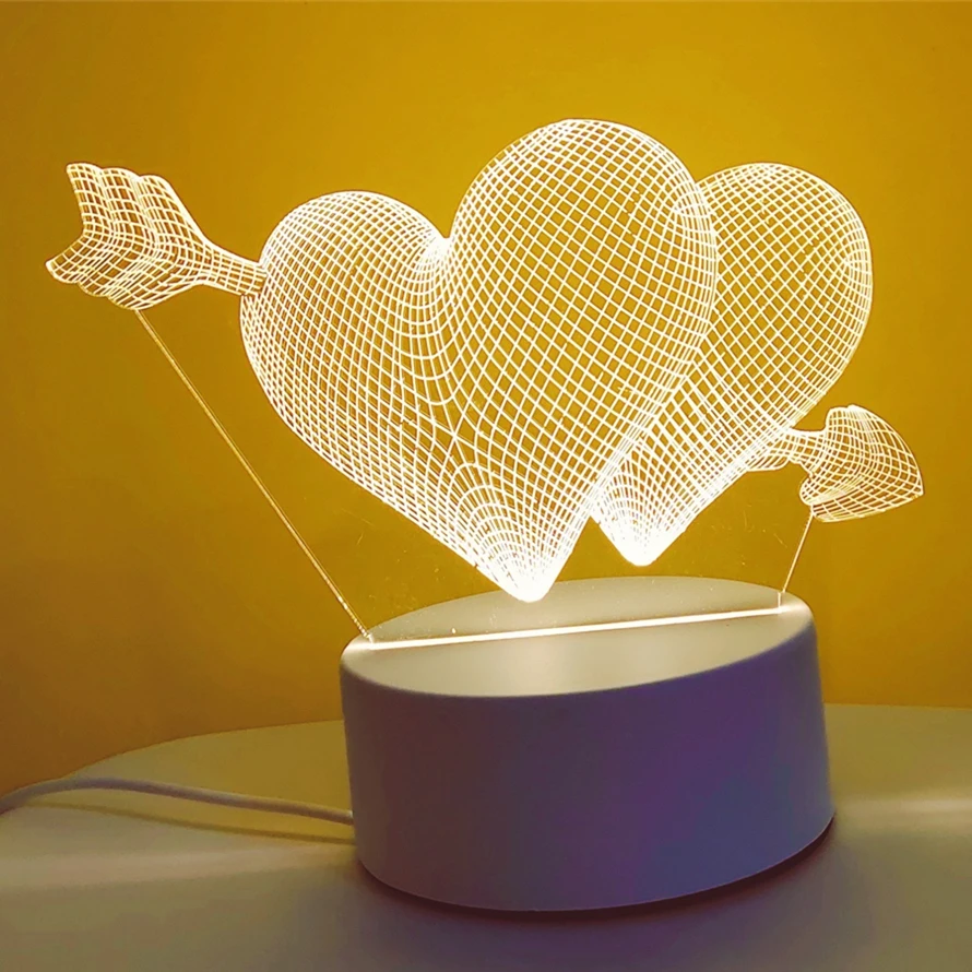 

3D LED Light Lamp for Home Night Lights Table Lamp Decor Birthday Lover Gifts Room Club Bar Decoration Valentine Bedside Lamp