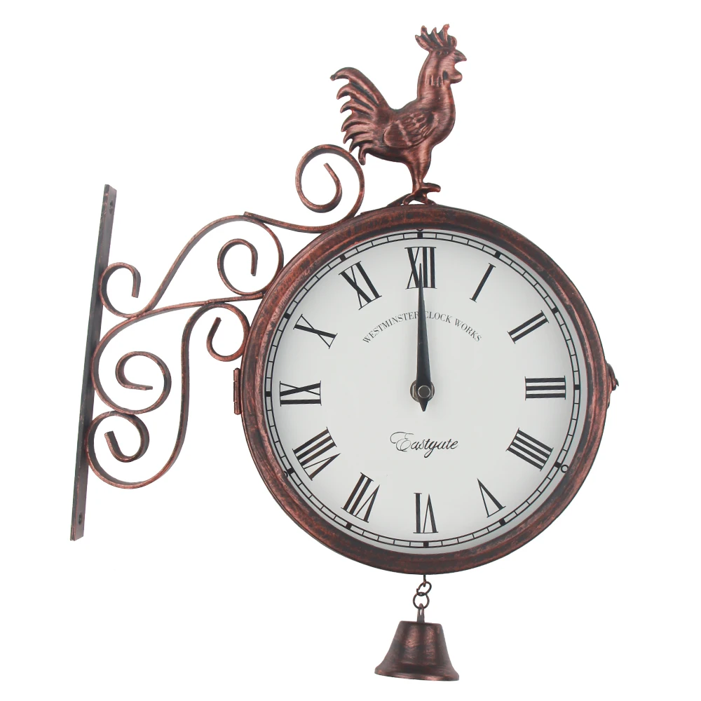 

Double Face Retro Wall Clock Classic Double Sided Wall Clocks Outside Rooster Iron Art Wall Clock Watch Home Decor 2021 Hot Sale