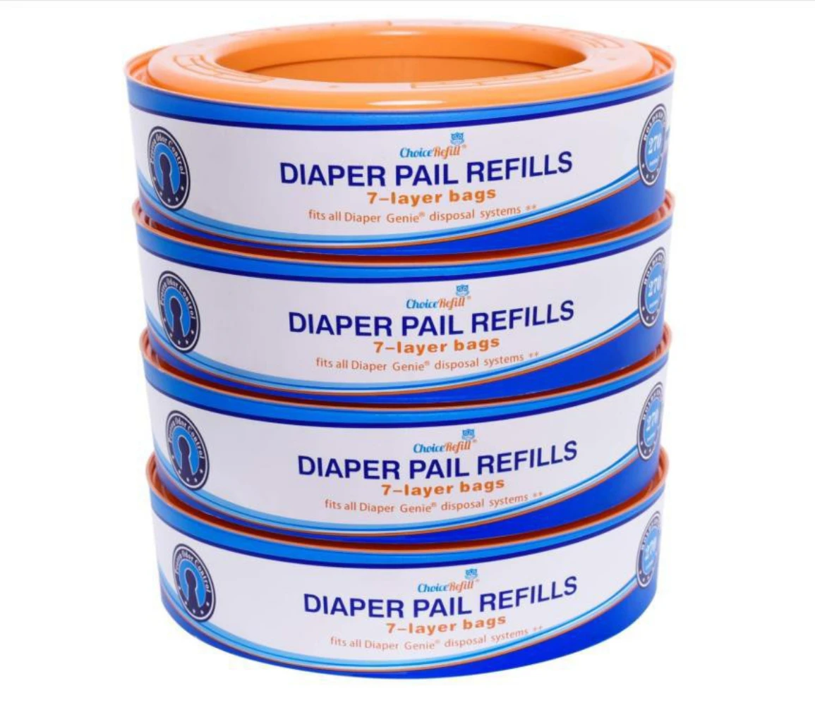 4PCS Baby Diaper Bucket Refill Bags Garbage Bag Ideal For Diaper Genie For Angelcare Diaper Bucket Plastic Trash Replacement Bag