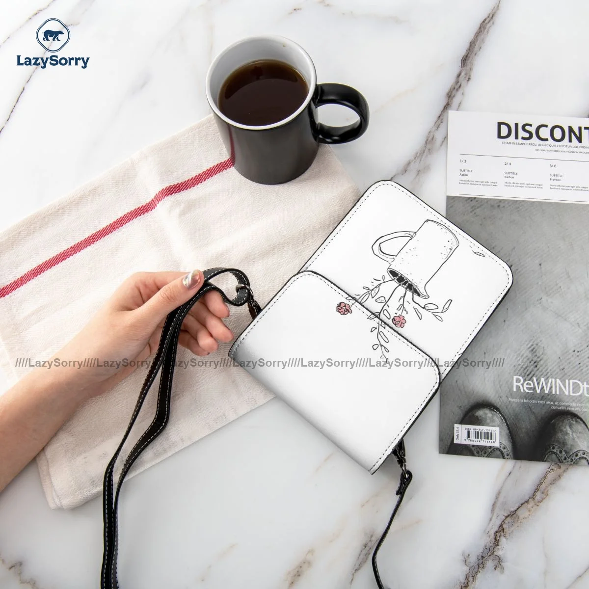 

Wild Flower Shoulder Bag Retro Leather Office Mobile Phone Bag Student Fashion Bags