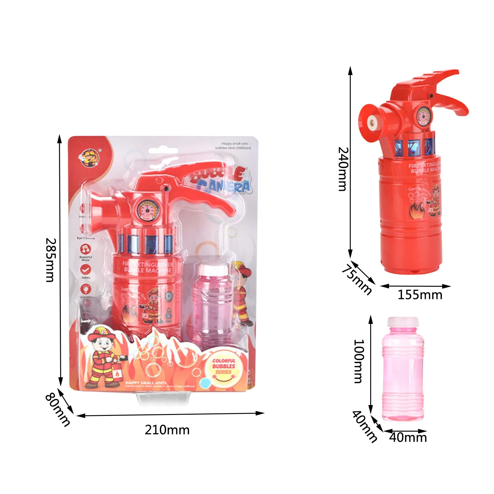 

Children's Toys Light Music Simulation Fire Extinguisher Bubble Machine 100ml Soap Bubbles Kids ToyOutdoor ToyBubble Gun