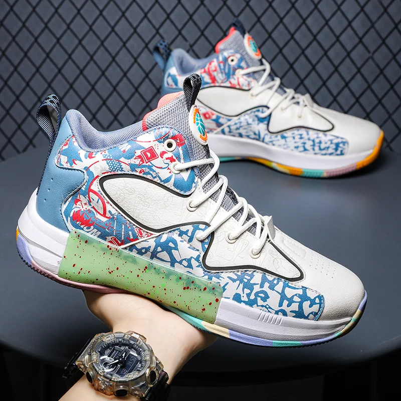 

Trend Professional Mens Basketball Shoes High Rainbow Basketball Sneakers Men Sports Outdoor Design Street Cushion Sneaker Man