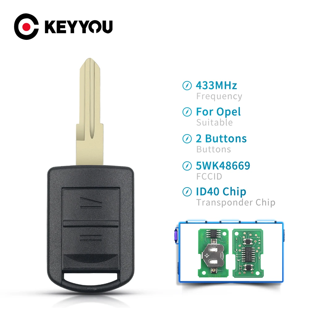KEYYOU 5WK48669 автомобильный смарт ключ брелок Uncut ID40 чип 433 МГц для Vauxhall Opel Corsa C Meriva Tigra