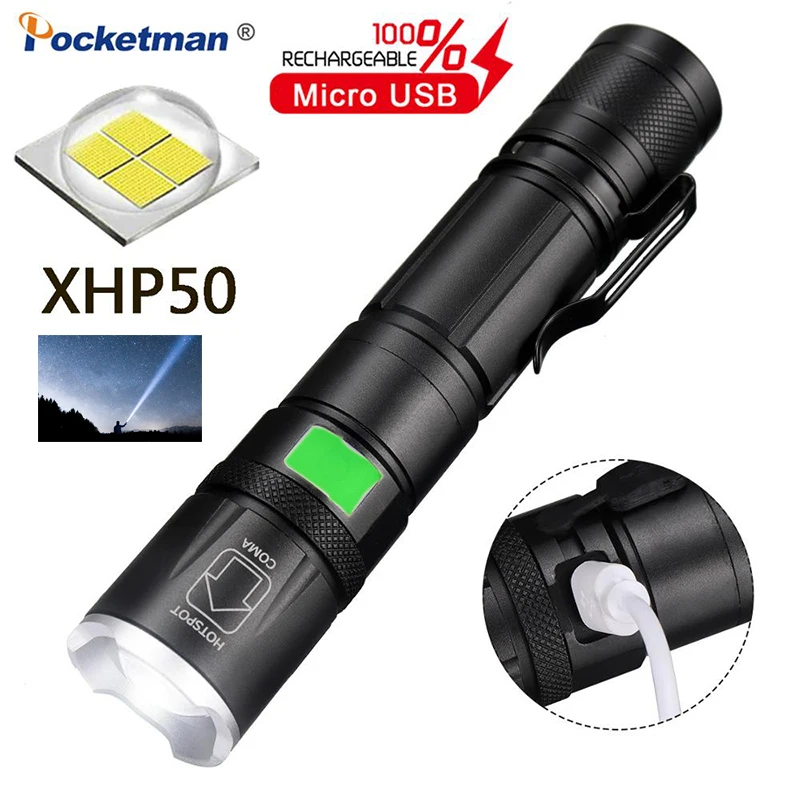 

Фонарик XHP50 с фокусировкой, мощсветильник уличный многофункциональный портативный светильник с держателем для ручки