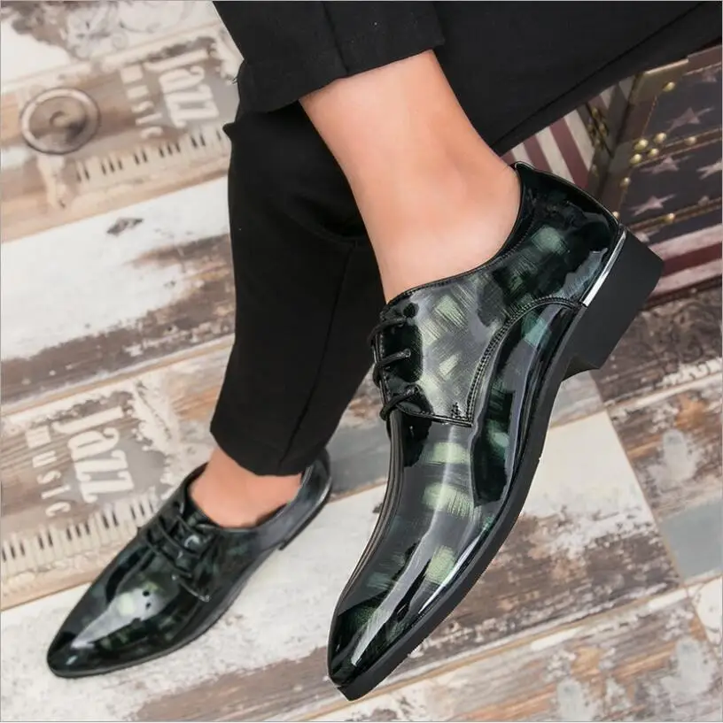 JX765 Модные мужские деловые рабочие мягкие лакированные кожаные классические