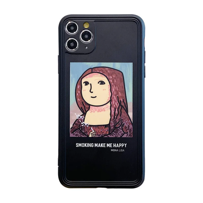 

Retro Van Gogh lisa funny Phone Case For iPhone 11 Pro Max case Cute Silicone cover for iPhone Case XR XS X 8 7 Plus 7Plus case