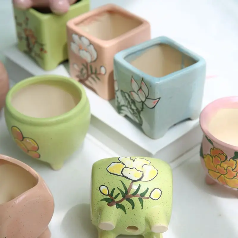 Корейский стиль ручная роспись маленький большой палец мясной горшок керамика