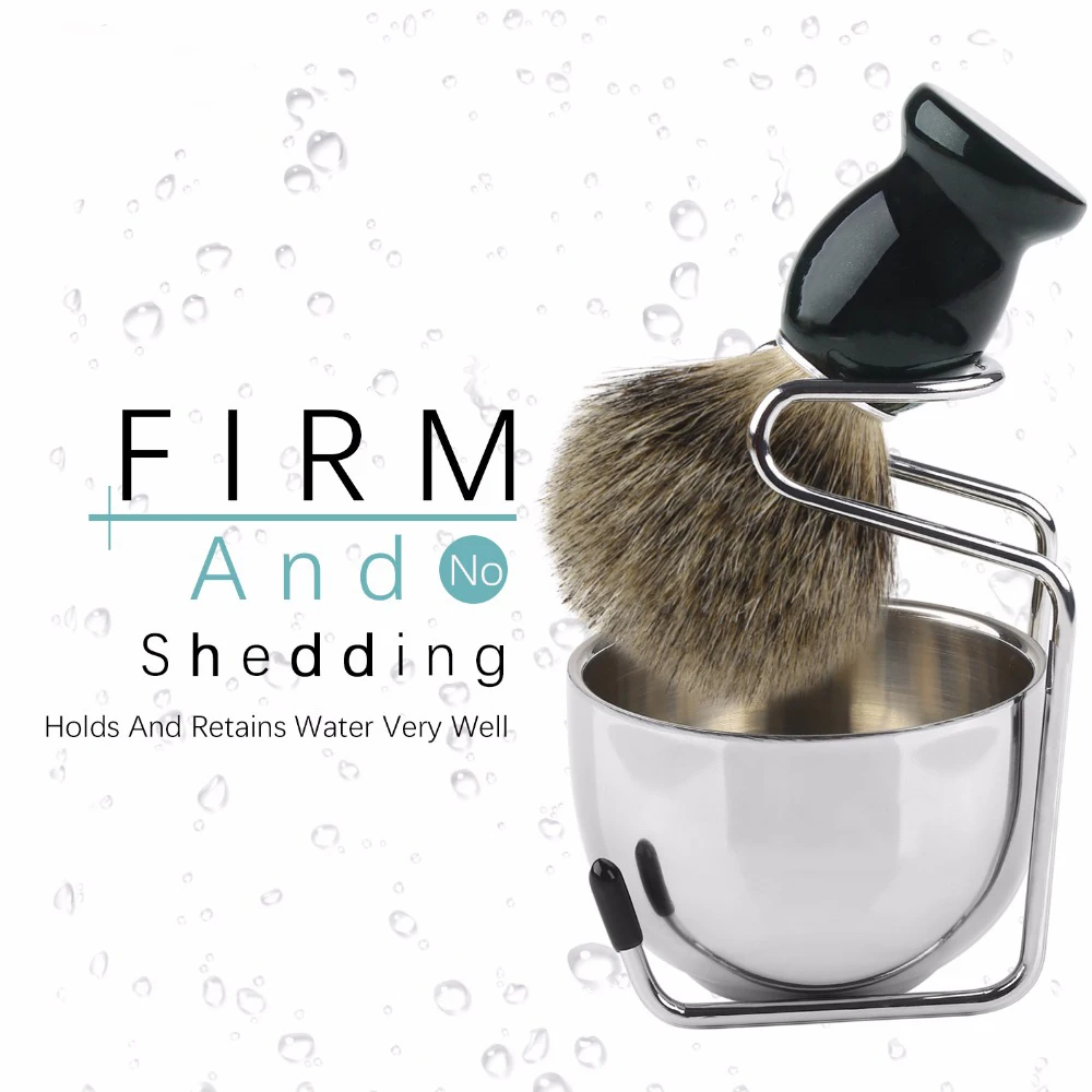 Набор кистей для бритья 3 в 1 деревянная ручка держатель из нержавеющей стали и