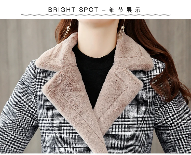 Stylish clothes Women winter jacket Elegant Korean style jackets Thick Warm lattice coat lambswool Outwear Free shipping 1884