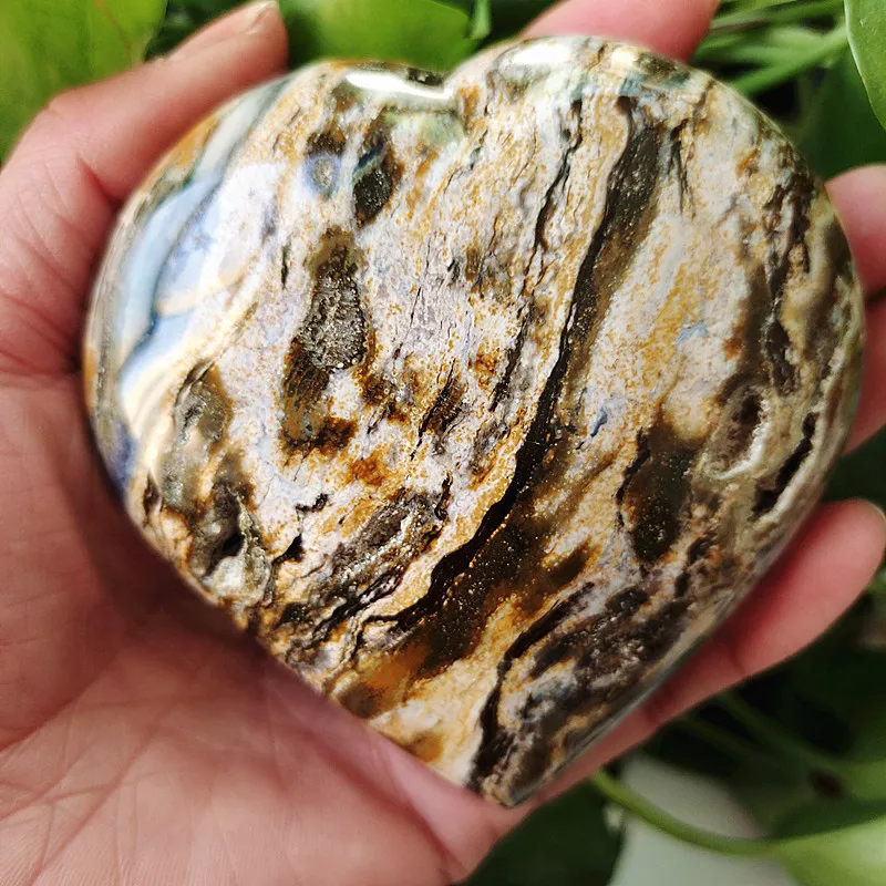 Натуральное море яшма камень морское Сердечко с драгоценным камнем