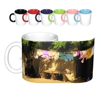 washday ceramic mugs coffee cups milk tea mug wash laundry washline washday cloth sun dry senegal capital city west africa