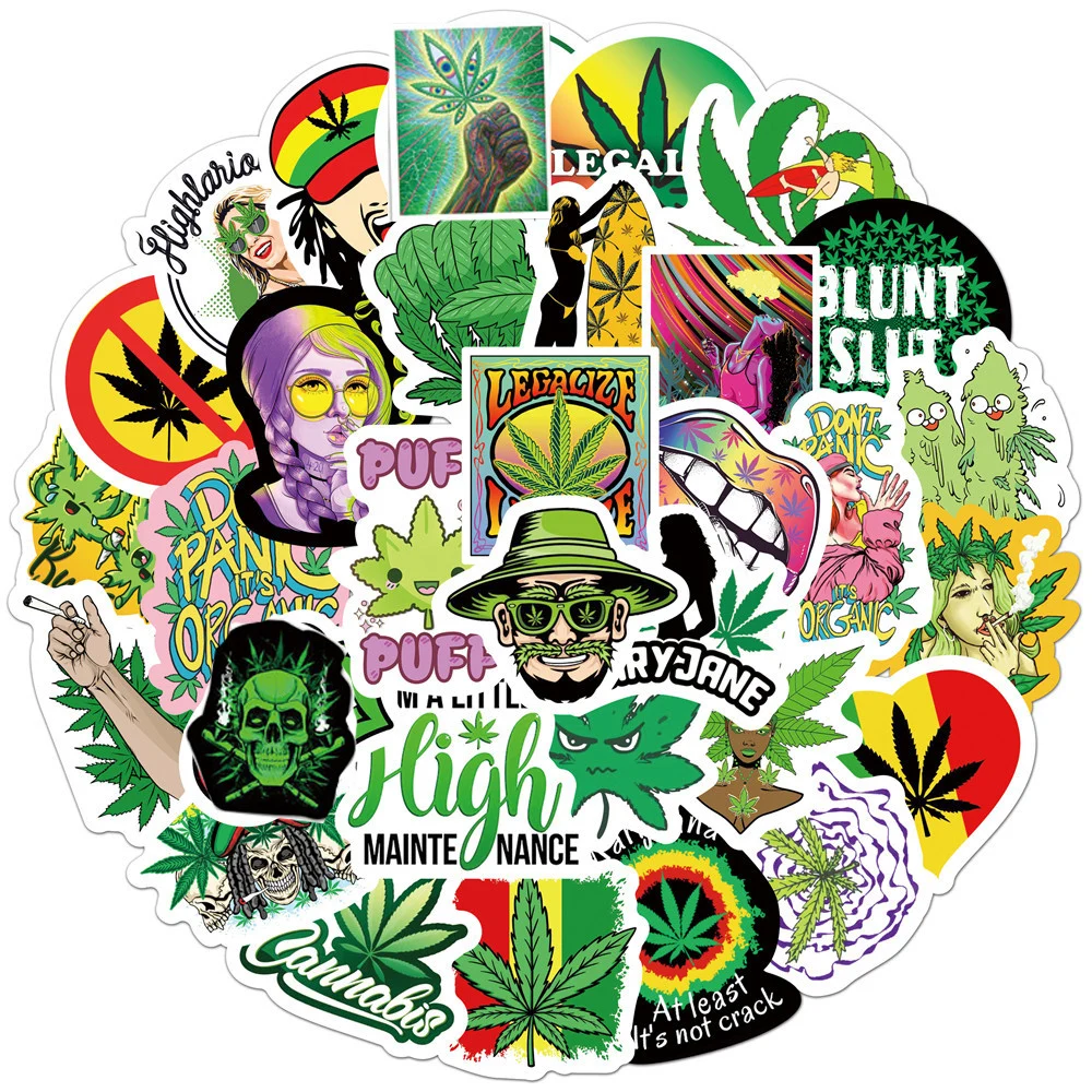 103050pcs funny characters leaves weed smoking graffiti stickers laptop phone car skateboard bike guitar kid toy cool sticker free global shipping