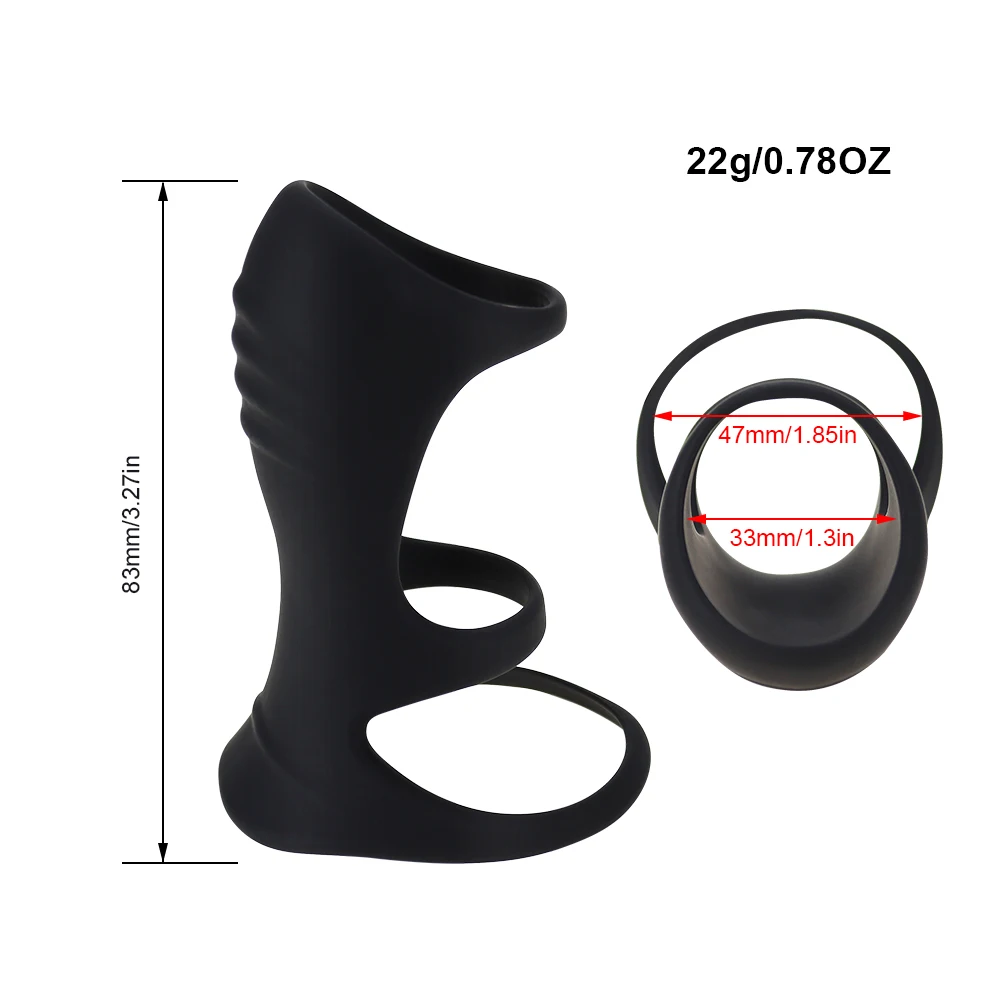 Тройное кольцо для пениса Силиконовое растягивающееся увеличительное с длинным