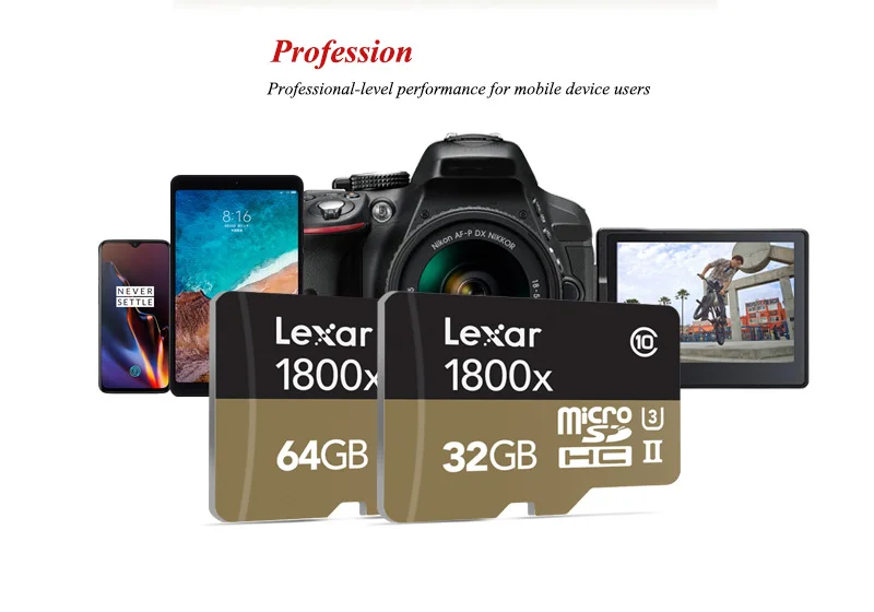Lexar 1800x карты памяти 32 Гб 64 Гб макс чтение Скорость 270 МБ/с. UHS-II Class 10 U3 Micro SD карты