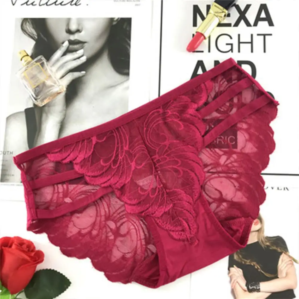 Нижнее белье женское прозрачные кружевные трусы большого размера с низкой