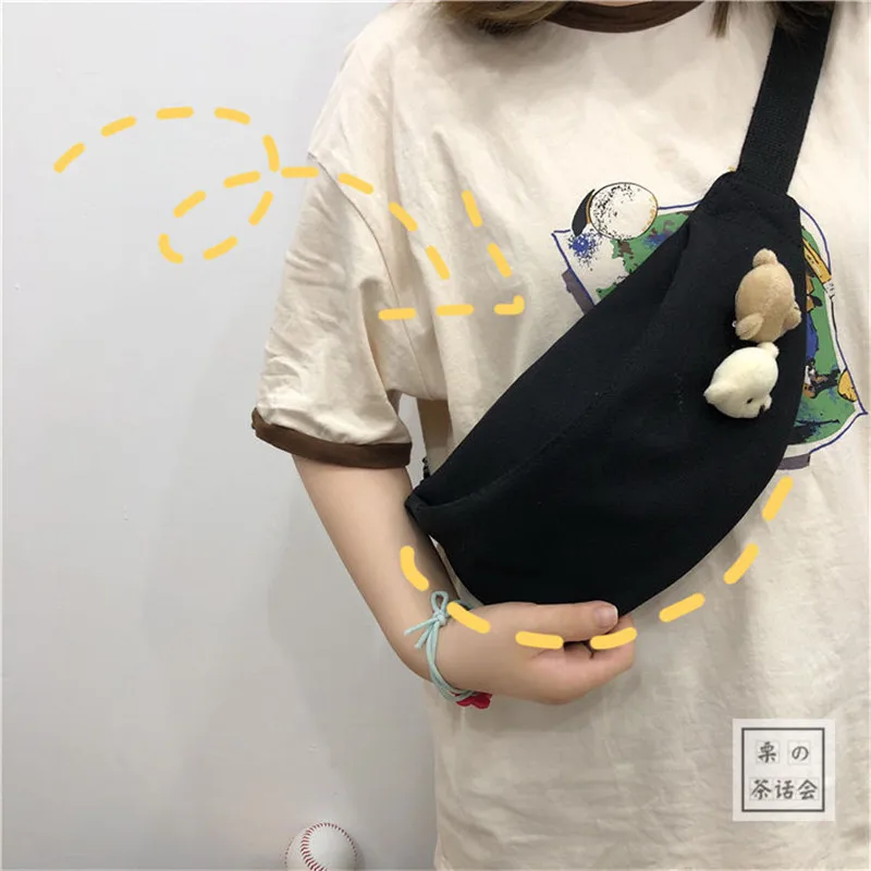 Женская и мужская сумка на плечо SW белая черная с двумя медведями|Поясные сумки| |