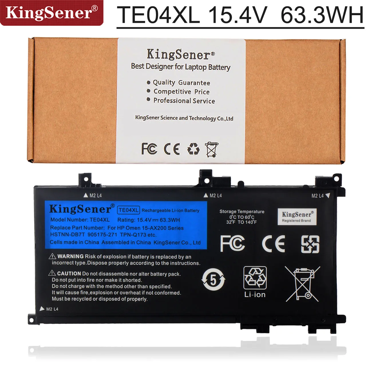 Kingsener-bateria para Computador Portátil Te04xl hp Omen 15-ax200 15-axembaltx 15-ax210tx 15-ax235nf Ax202n Bc15200 segundo 905277855 Baterias p/ laptop