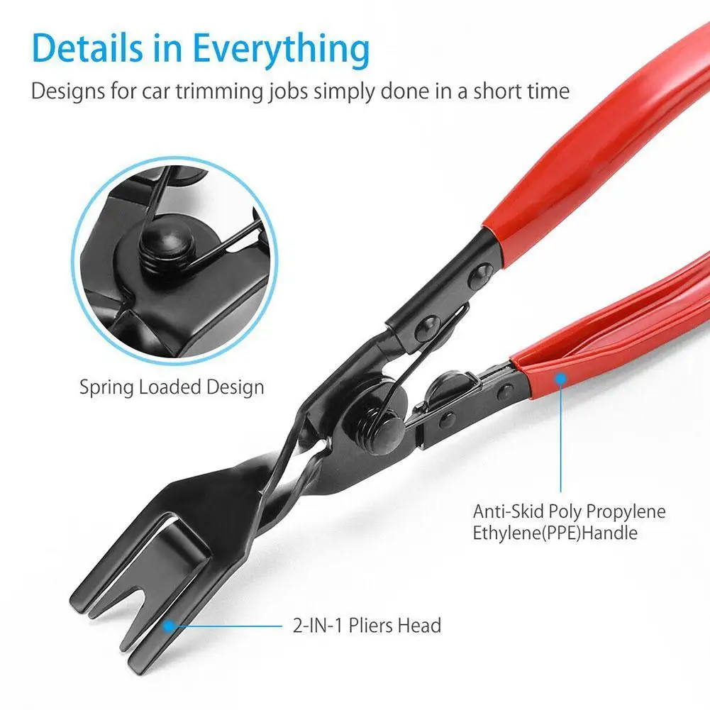 

Car Door Clamp Trim Removal Tool Pry Plier Door Panel Audio Red Color Kit Clips Interior Dash Radio