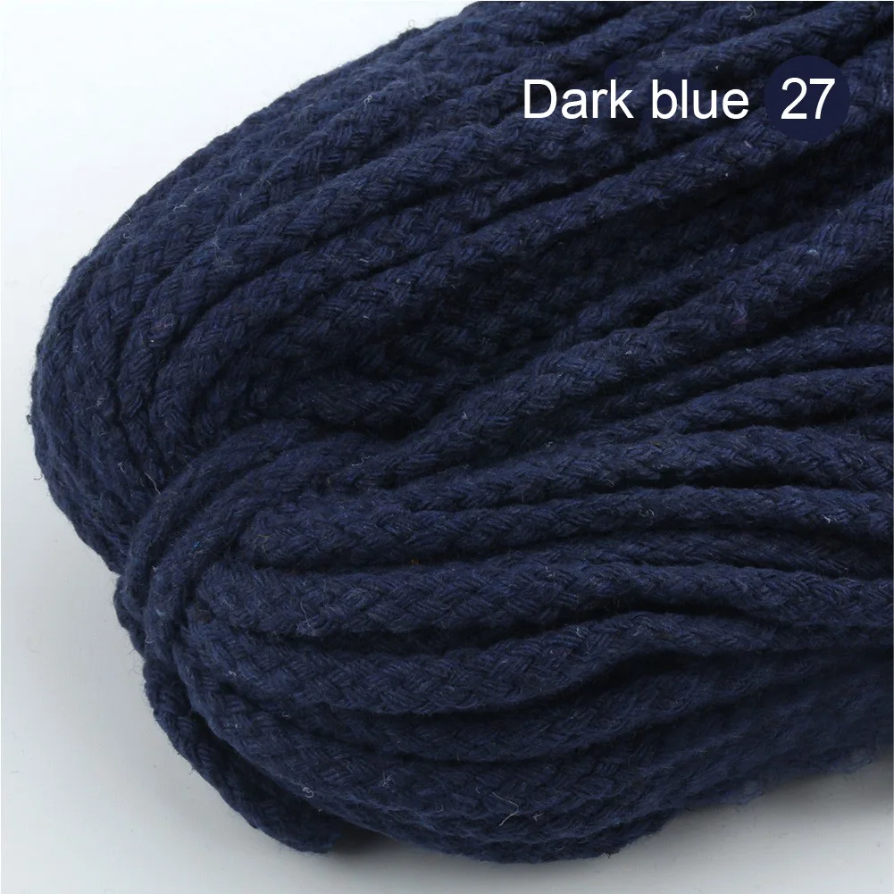 5M Dark blue 5 м/лот, 5 мм, толстый цветной декоративный витой шнур, чистый белый, красный, розовый, зеленый, черный, вязаный шнур, Котон, декоративная веревка - Цвет: 5M Dark blue