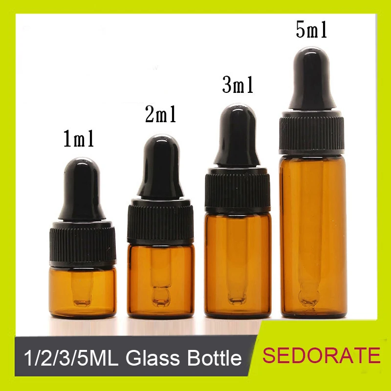 Флакон Sedorate 100 шт./лот из янтарного стекла флакон с пипеткой 1 мл 2 3 5 для эфирного