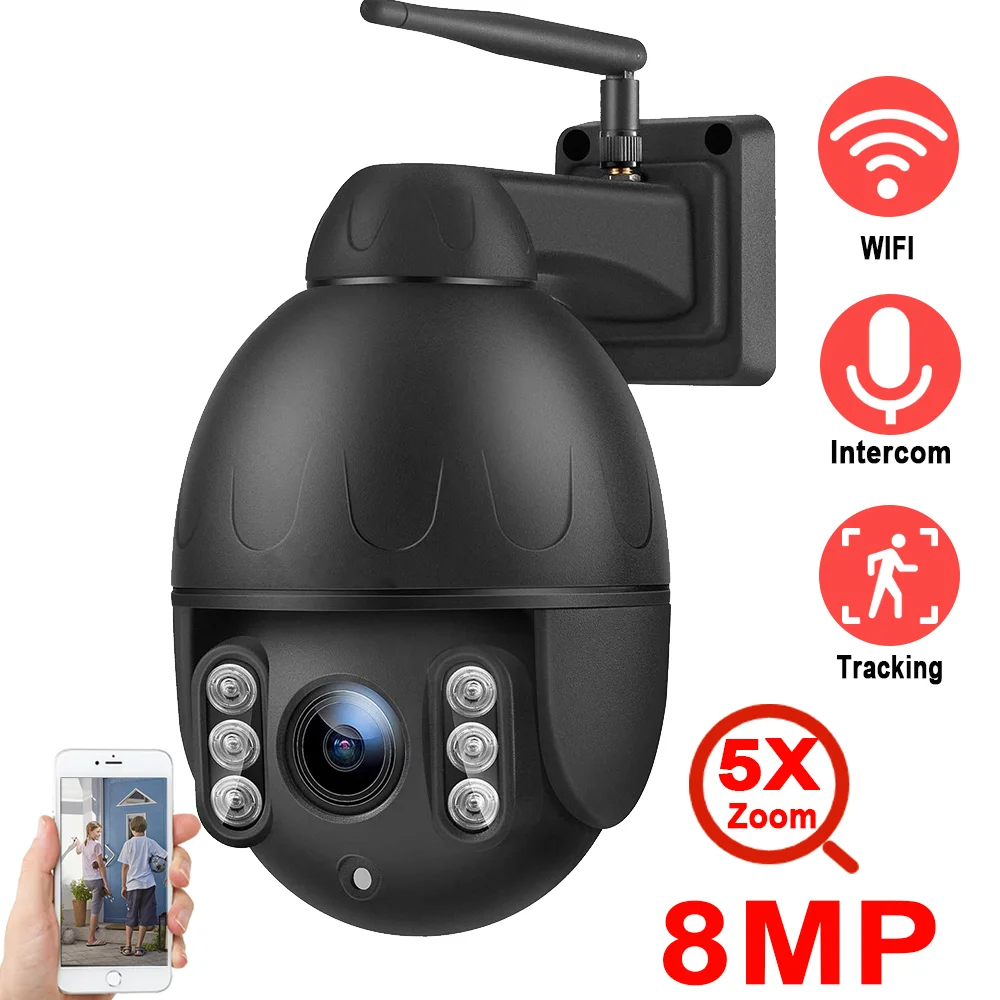 Камера видеонаблюдения Sony IMX415 IMX335 CamHi Wi-Fi 4K 8 Мп 5 PTZ 5-кратный оптический зум слот