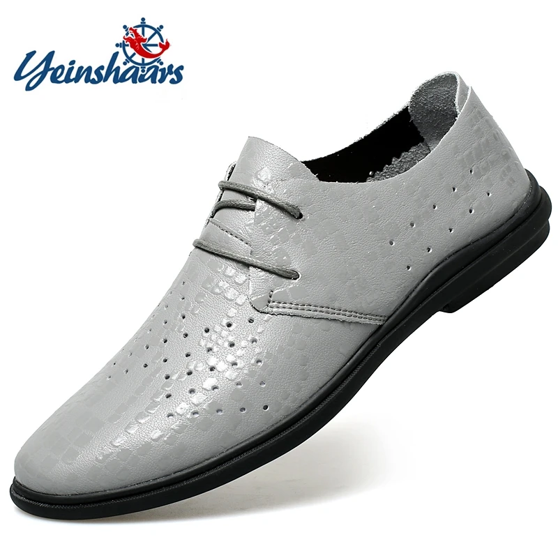 

Luxury Breathable Hollow out Men Loafers Casual Men Leather Shoes Moccasin Homme Outdoor Light Men Dress Shoes Brand Men Boats