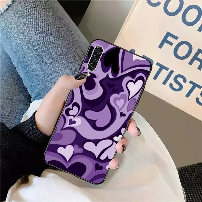 

Purple Heart Swirl Pattern Cover Phone Case For Samsung galaxy S 9 10 20 A 10 21 30 31 40 50 51 71 s note 20 j 4 2018 plus