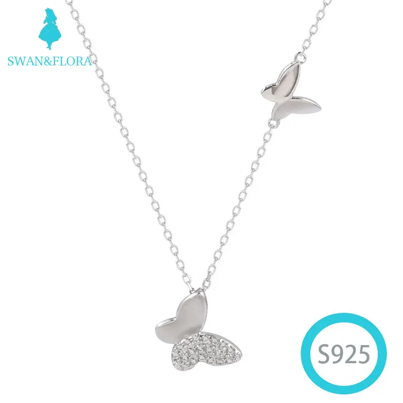 

925 Sterling Silver Butterfly Necklace female ins simple clavicle chain jewelry Pendant Necklaces Women Fine jewerly