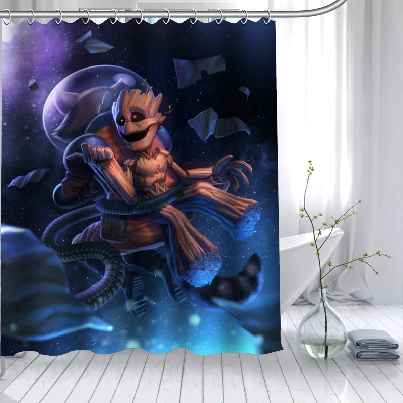 Hot Sale Baby Groot Cartoon Custom Shower Curtain 3D Waterproof Polyester Fabric Bath 12 Hooks For The Bathroom | Дом и сад