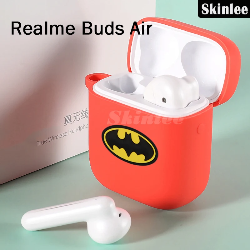 Жидкий силиконовый чехол Skinlee для Realme Buds Air с мультяшным дизайном и полным