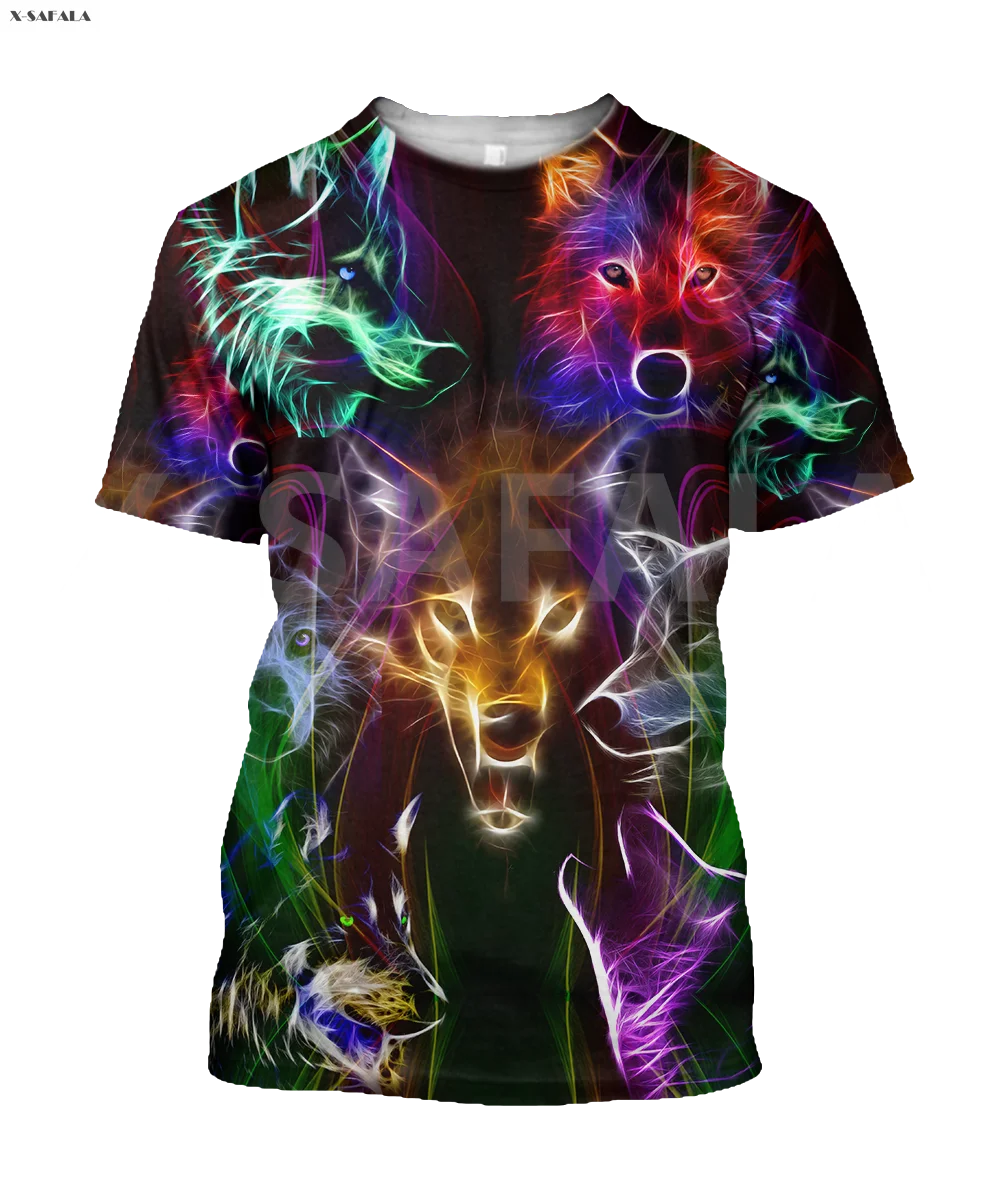 Футболка с 3D-принтом волка и шахматных фигур круглым вырезом | Мужская одежда