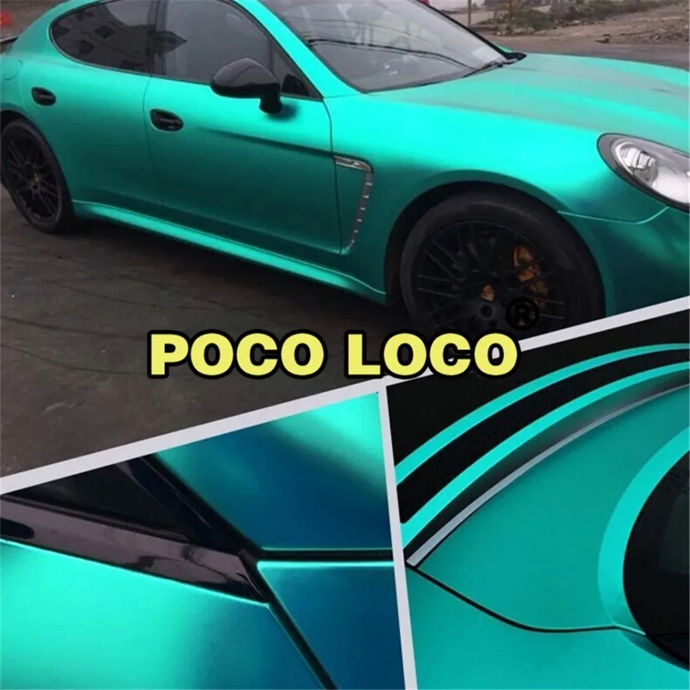 Сатин Матовый Хром Винил Робин сине-зеленый для кузова автомобиля подкладке Авто