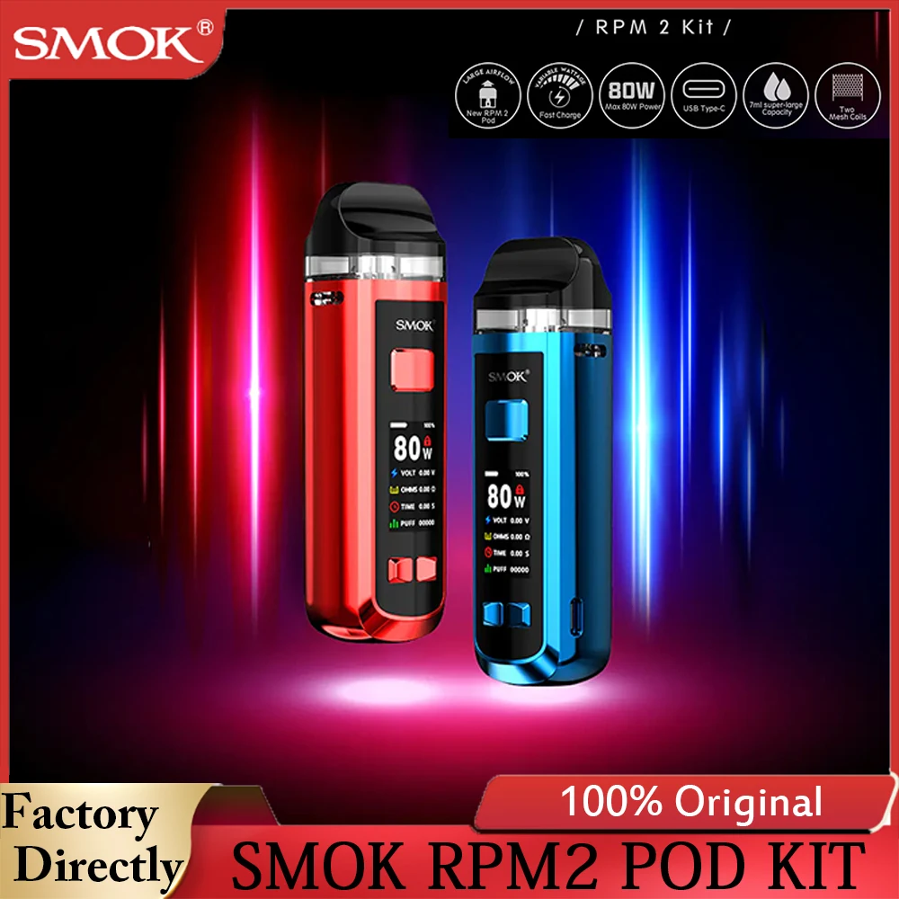 SMOK RPM2 Pod System Kit 2000mah Battery 80W Vape Mod & 7ml RPM fit Mesh MTL Coil Vaporizer VS NORD 2 MAG | Электроника