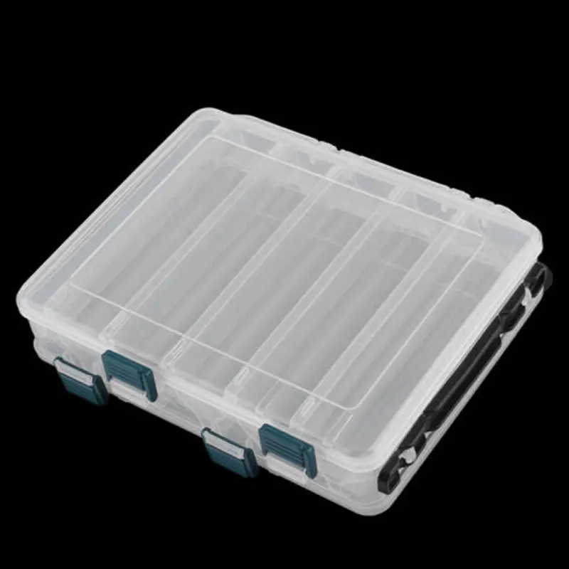 

Double Sided 12 Compartment Fishing Lures Tackle Hooks Baits Storage Case Box