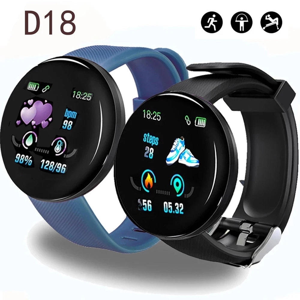 

Новинка Круглые умные часы D18 водонепроницаемый спортивный фитнес-трекер и умные часы могут отслеживать артериальное давление и пульсомет...