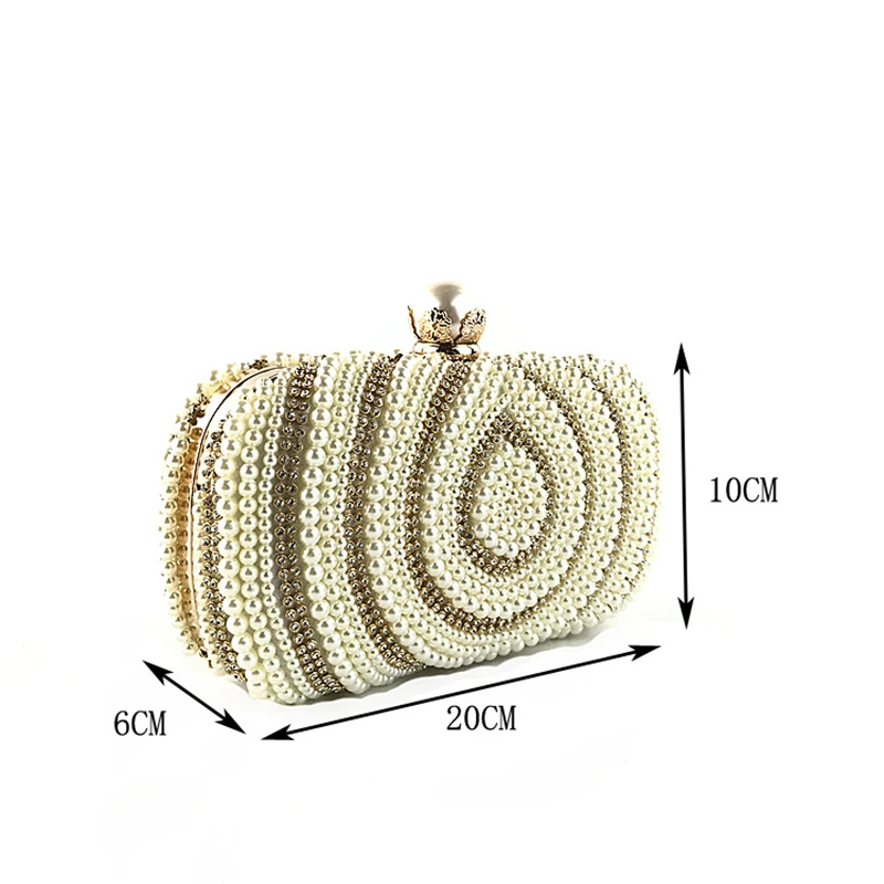 

Women Clutch Bags Luxury Pearl Handbags Chain Evening Bags Gold Wedding Bridal Purse Beads Ladies Small Crossbody Shoulder Bags