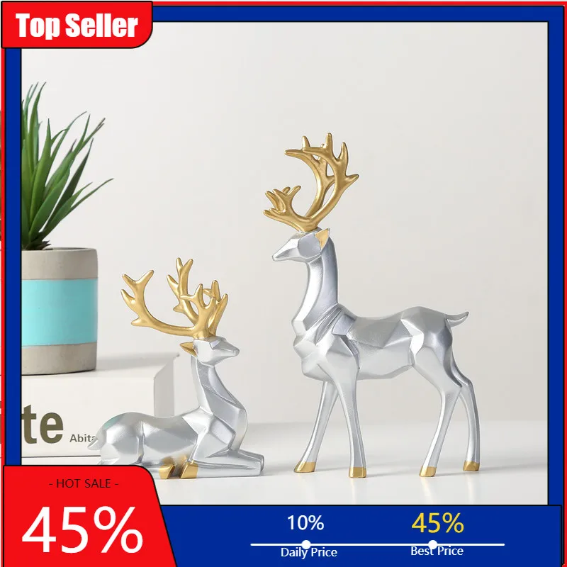 

Fashion Nordic Style Modern Origami Elk Home Furnishings Living Room Bookshelves Wine Cabinet Gifts Couple Deer Home Decorations