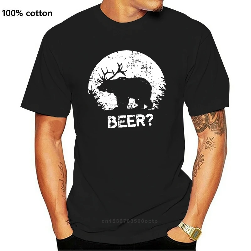 

2019 Hot sale Fashion Summer Style Beer Bear Deer Hunter Fun T-Shirt Huntings Deer Bear Beer Gift Birthday Wild Tee shirt