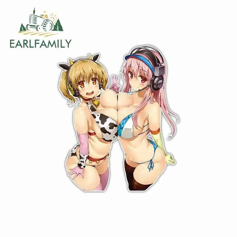 EARLFAMILY 13 см x 10 8 две сексуальные женские аниме наклейки для автомобиля Oem