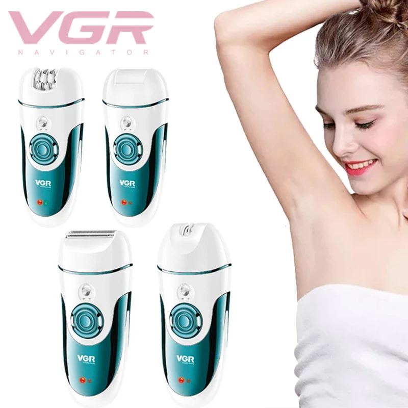 

VGR Epilator Multifunctional 4 In 1 Shaver Foot Sharpener Electric Shaver Ladies USB Painless Hair Remover Trimmer Machine V-700