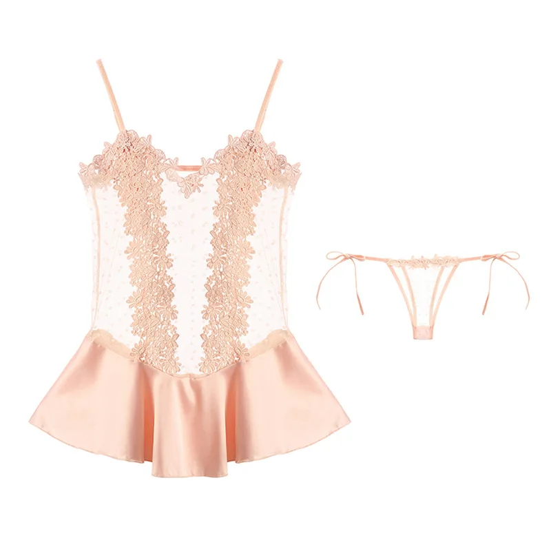 

Princess Nightdress Set Spring, summer autumn thin home wear Women Sexy Lace Mesh Underwear Pajamas Women's Sleepwear Nightgown