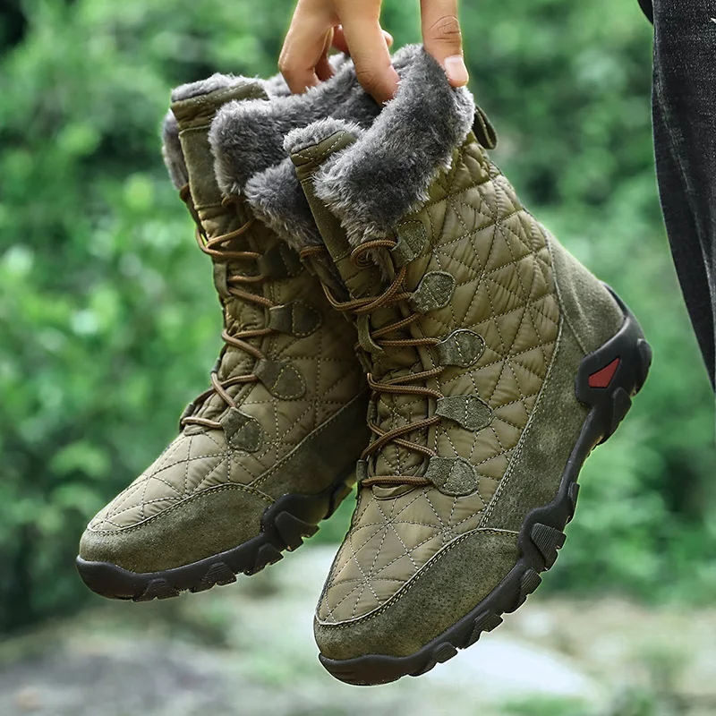 

Snow Boots Winter Outdoor Plus Velvet Cotton Shoes Men Non-Slip Waterproof Warm Zapato Male High-Top Lace-Up Casual Scarpa