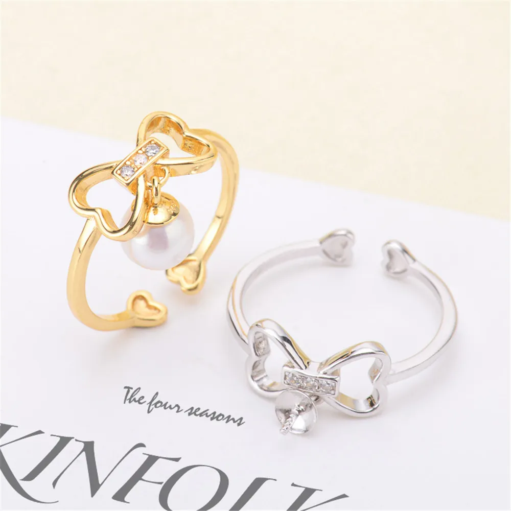 

Модные дизайнерские кольца, основа из стерлингового серебра 925 пробы, женские кольца с жемчугом «сделай сам», аксессуар без жемчуга