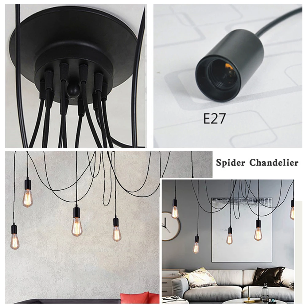Современная Подвесная лампа в скандинавском стиле ретро с пауком лампочка