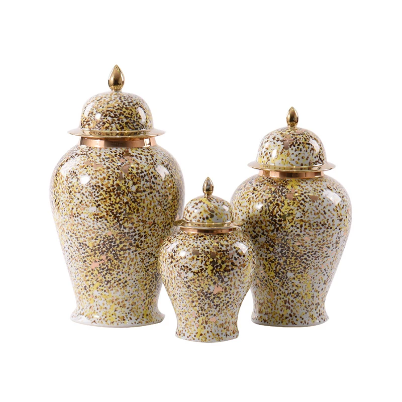 

Pattern Ceramic Hat-Covered Jar Storage Tank Model Room Console Tables Soft Surface Decoration Ornaments