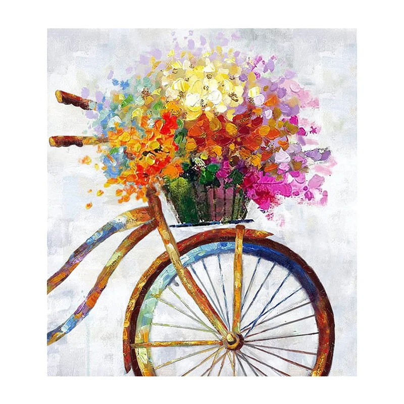 

Promotion! Paint By Numbers For Adults,DIY Oil Painting Kit On Canvas,Arts Craft For Wall Decor Flower Bicycle 16X20inch (No Fra