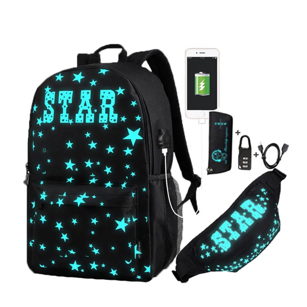 Светящиеся школьные ранцы для мальчиков и девочек подростков большой