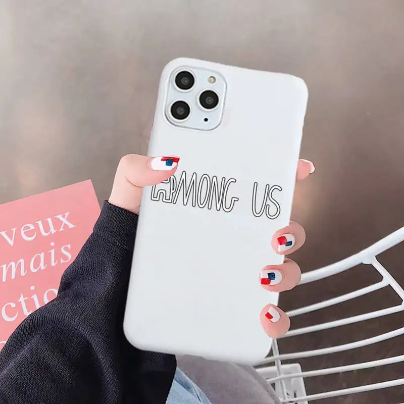 

Hot game among us Phone Case White Candy Color for iPhone 6 7 8 11 12 s mini pro X XS XR MAX Plus