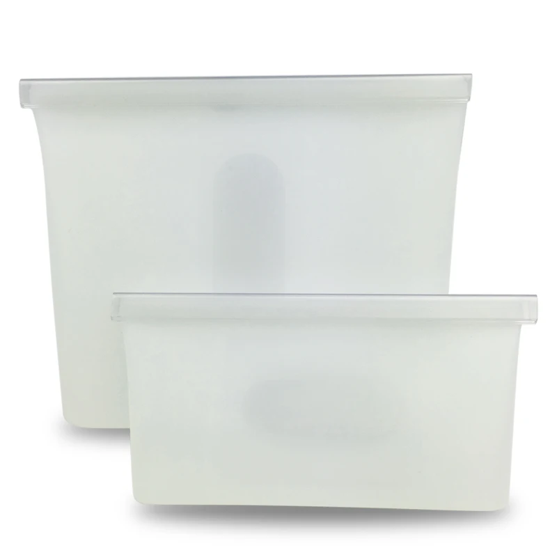 2 white bag Кухня Микроволновая печь Bento Ланч-бокс многоразовый силиконовый контейнер для еды для хранения овощей герметичный Ziplock сэндвич-мешок BPA бесплатно - Color: 2 white bag