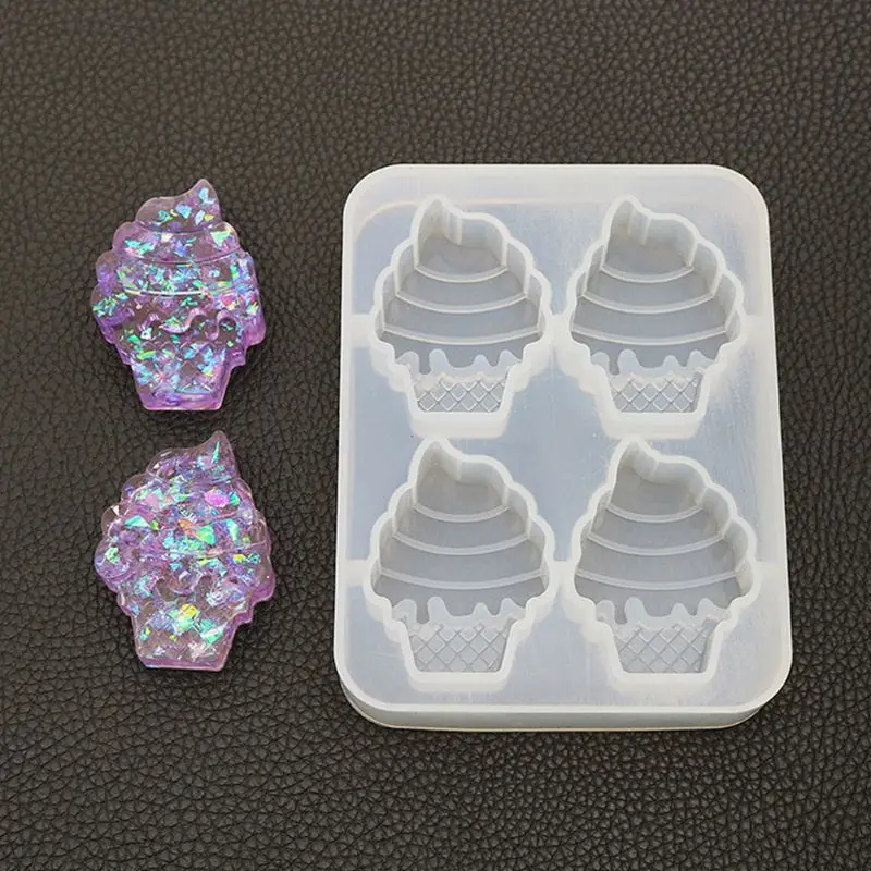 

Crystal Epoxy Mould DIY Ice Cream Mold 4 with Mirror Handmade Pendant Baking Making Resin Molds
